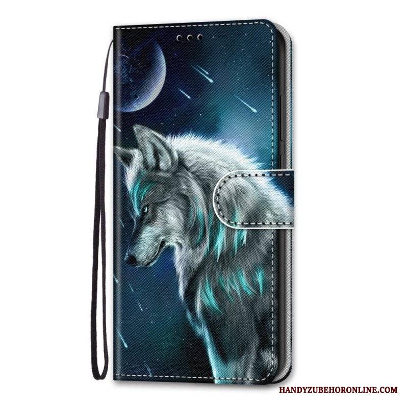 Etui Folio do Samsung Galaxy M53 5G z Łańcuch Smycz Wilk