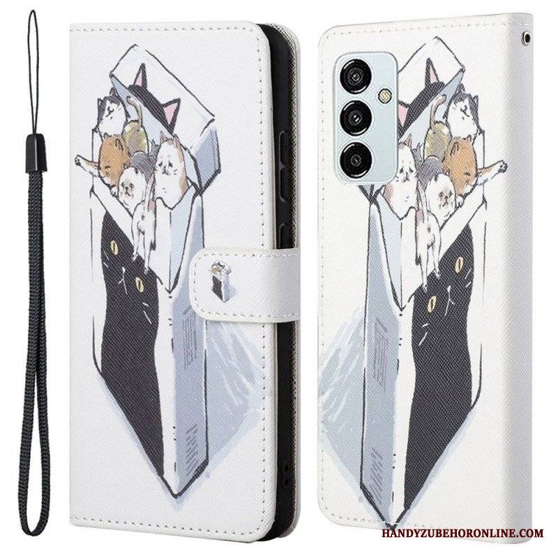 Etui Folio do Samsung Galaxy M53 5G z Łańcuch Stringi Koty