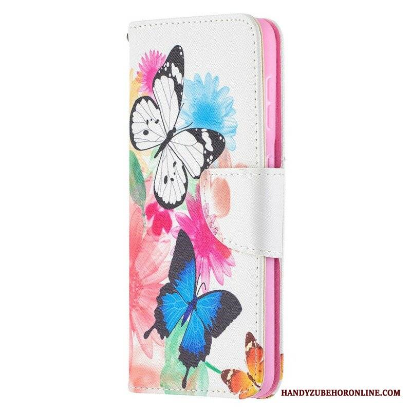 Etui Folio do Samsung Galaxy S21 5G Malowane Motyle I Kwiaty