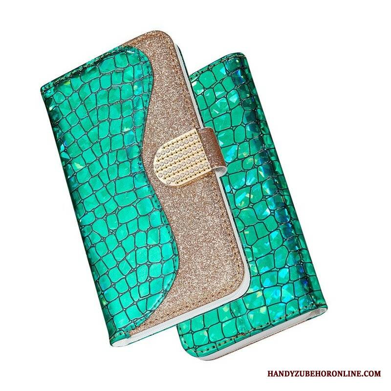 Etui Folio do Samsung Galaxy S21 Plus 5G Krokodyle Diamenty