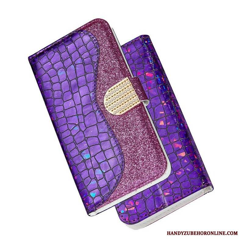 Etui Folio do Samsung Galaxy S21 Plus 5G Krokodyle Diamenty