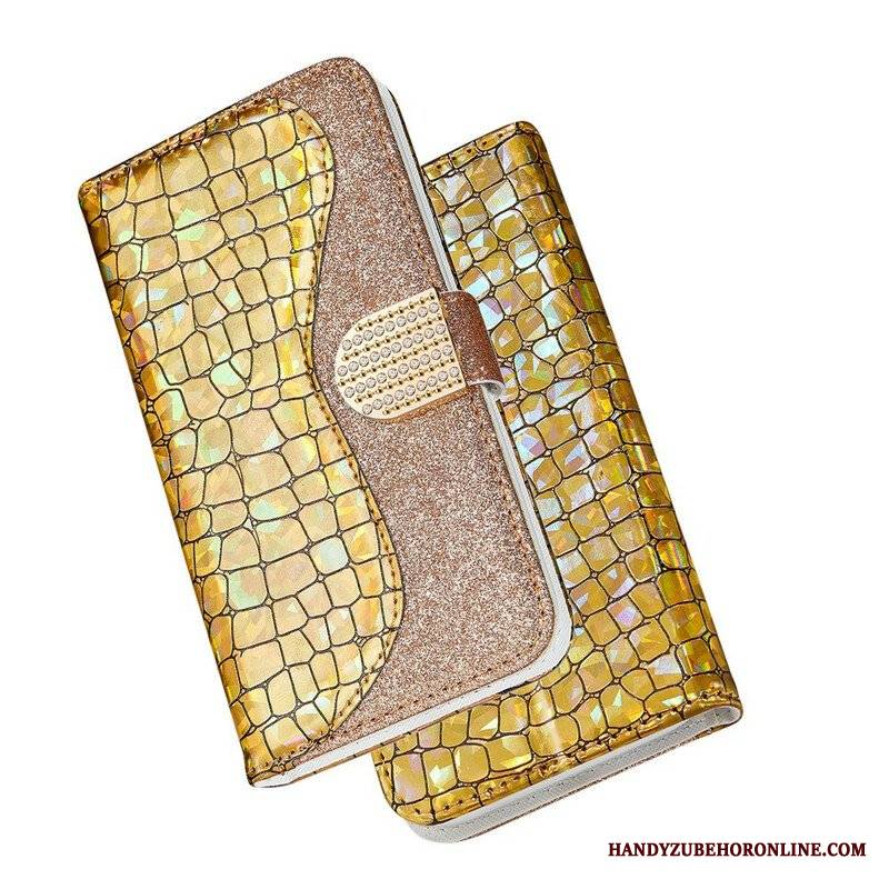 Etui Folio do Samsung Galaxy S21 Plus 5G Krokodyle Diamenty