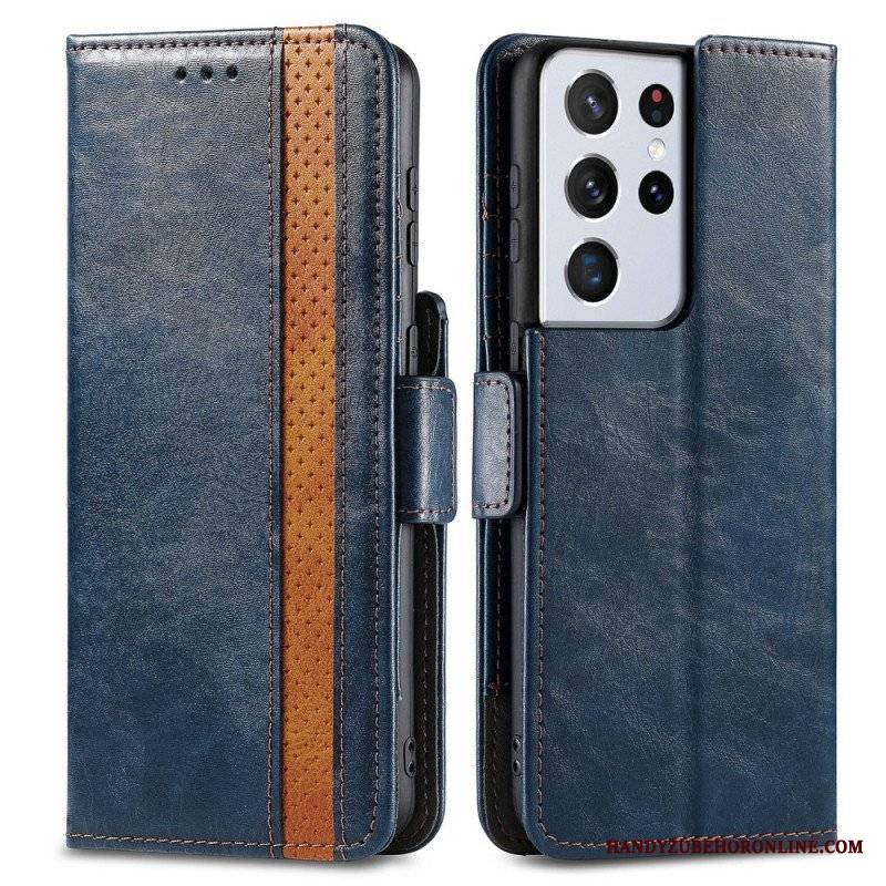 Etui Folio do Samsung Galaxy S21 Ultra 5G Dwukolorowe Podwójne Zapięcie Caseneo