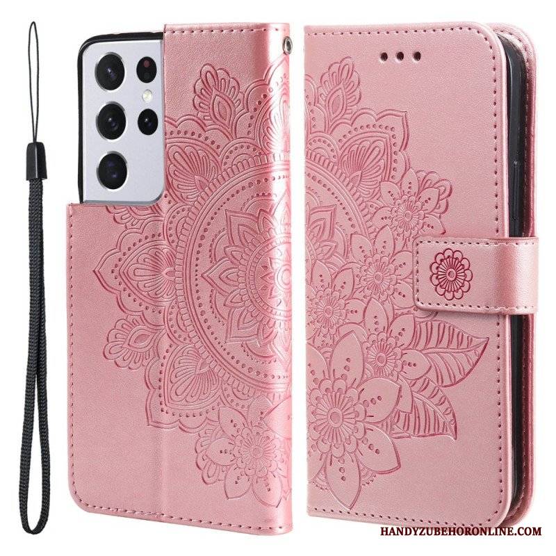 Etui Folio do Samsung Galaxy S21 Ultra 5G Kwiatowa Mandala