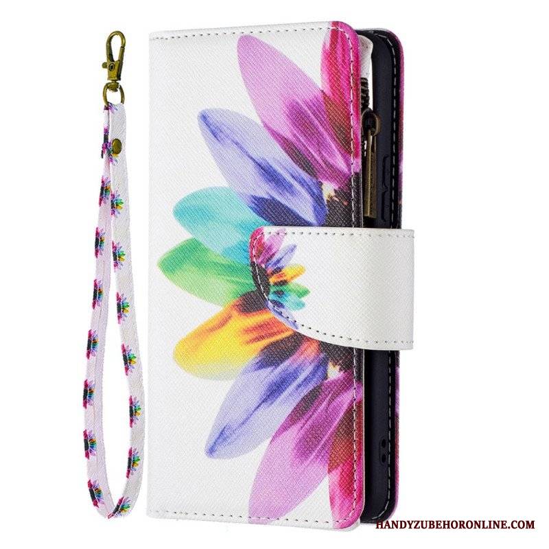 Etui Folio do Samsung Galaxy S22 5G Kieszonka Zapinana Na Zamek W Kwiaty