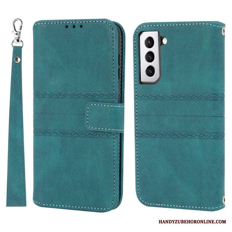 Etui Folio do Samsung Galaxy S22 5G Koronkowe Szwy