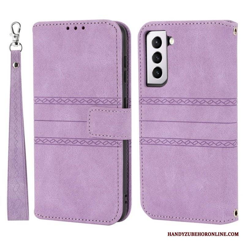 Etui Folio do Samsung Galaxy S22 5G Koronkowe Szwy