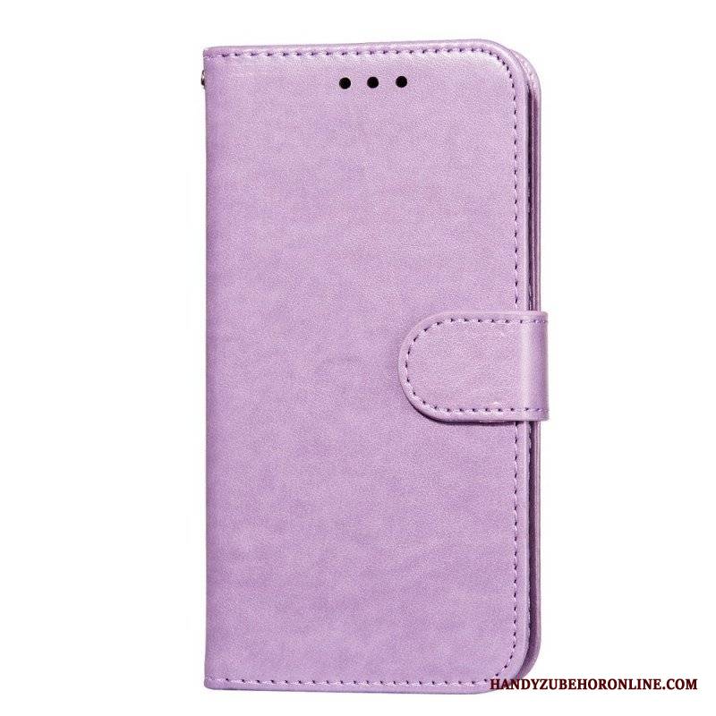 Etui Folio do Samsung Galaxy S22 5G z Łańcuch Pasek W Jednolitym Kolorze