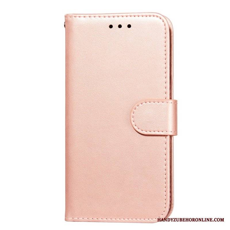 Etui Folio do Samsung Galaxy S22 5G z Łańcuch Pasek W Jednolitym Kolorze