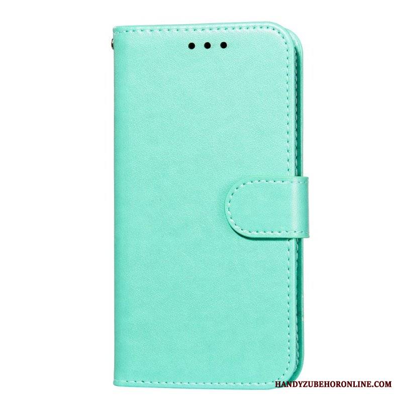 Etui Folio do Samsung Galaxy S22 5G z Łańcuch Pasek W Jednolitym Kolorze