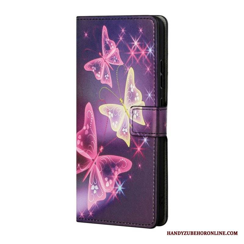 Etui Folio do Samsung Galaxy S22 Plus 5G Motyle I Kwiaty