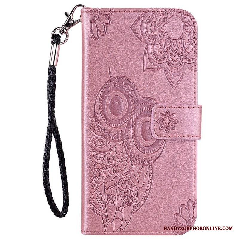 Etui Folio do Samsung Galaxy S22 Ultra 5G Sowa Mandala I Smycz