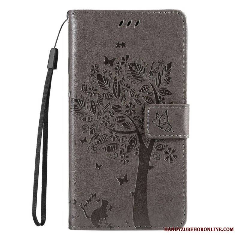 Etui Folio do Samsung Galaxy S23 5G Drapak Dla Kota Ze Smyczą