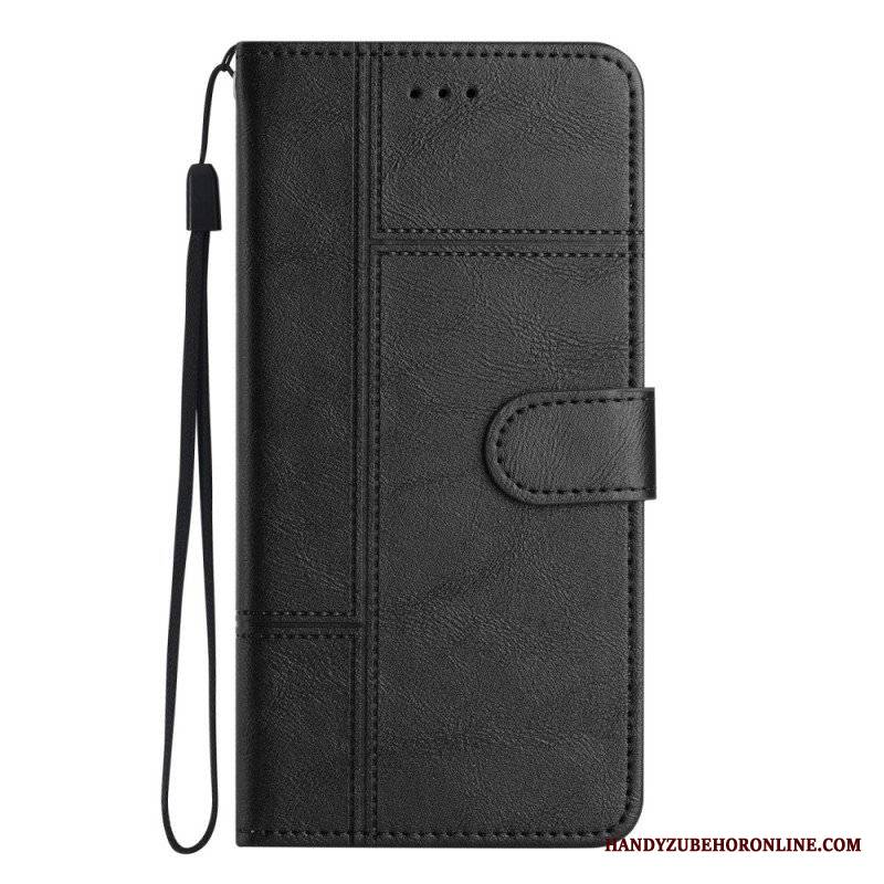 Etui Folio do Samsung Galaxy S23 5G z Łańcuch Biznes W Smyczy