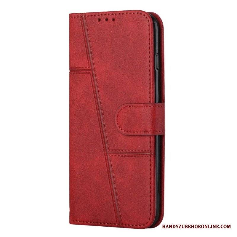 Etui Folio do Samsung Galaxy S23 5G z Łańcuch Paskowaty Geometryczny Skórzany Styl