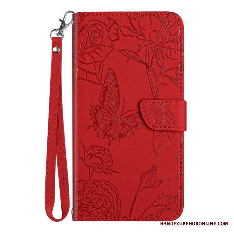 Etui Folio do Samsung Galaxy S23 Plus 5G Motyl Ze Smyczą