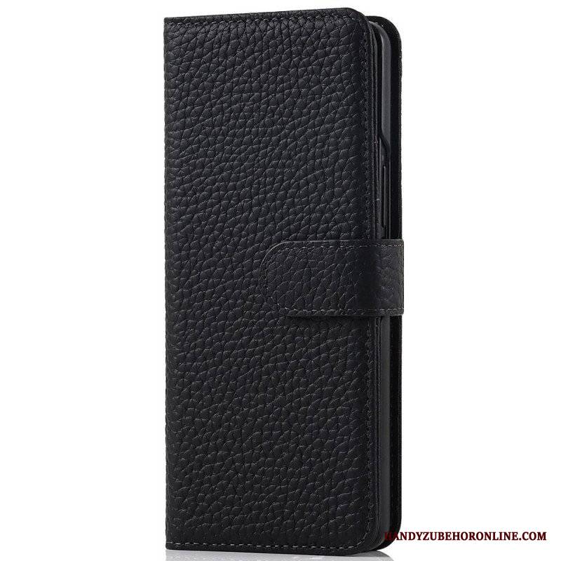 Etui Folio do Samsung Galaxy Z Fold 3 5G Oryginalna Skórzana Obsadka Do Pióra Litchi