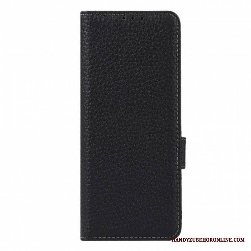 Etui Folio do Samsung Galaxy Z Fold 3 5G Prawdziwa Skóra Litchi