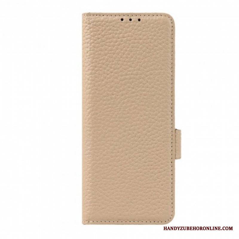 Etui Folio do Samsung Galaxy Z Fold 3 5G Prawdziwa Skóra Litchi