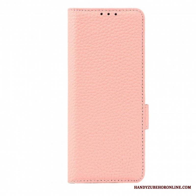 Etui Folio do Samsung Galaxy Z Fold 3 5G Prawdziwa Skóra Litchi