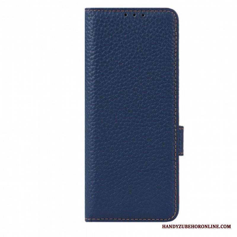 Etui Folio do Samsung Galaxy Z Fold 3 5G Prawdziwa Skóra Litchi