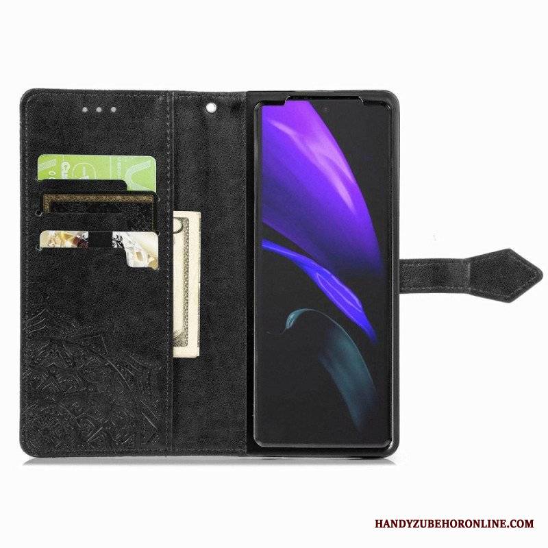 Etui Folio do Samsung Galaxy Z Fold 4 z Łańcuch Średniowieczna Mandala Z Paskami