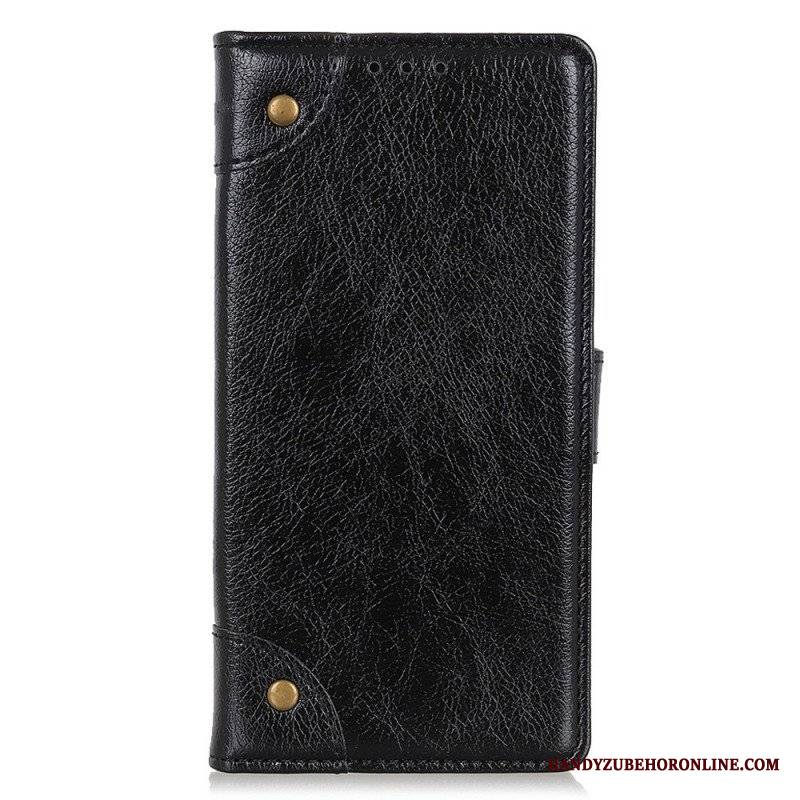 Etui Folio do Sony Xperia 1 IV Stylowa Skóra Nappa Z Nitami