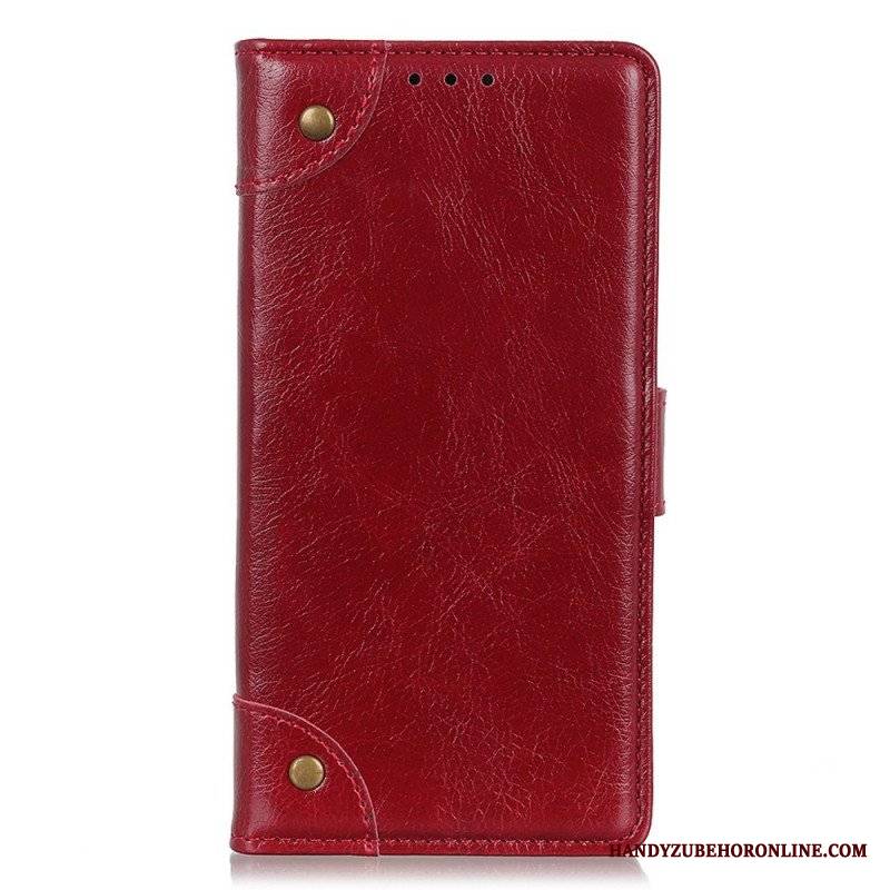 Etui Folio do Sony Xperia 1 IV Stylowa Skóra Nappa Z Nitami