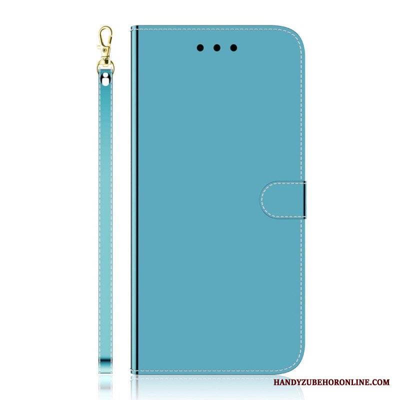 Etui Folio do Sony Xperia 1 IV z Łańcuch Lustrzany Pasek Ze Sztucznej Skóry