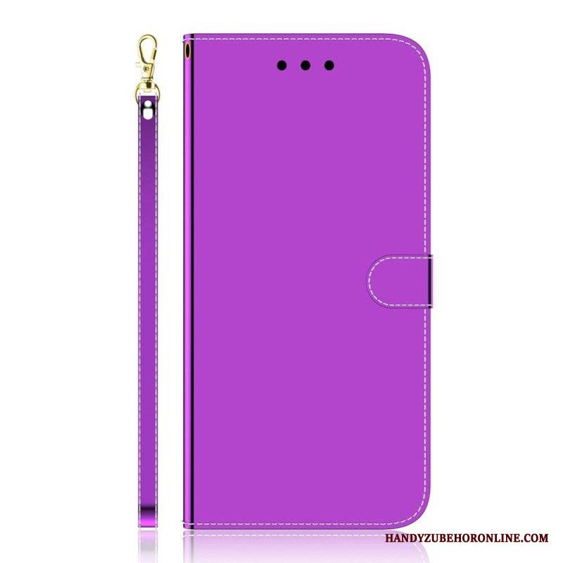 Etui Folio do Sony Xperia 1 IV z Łańcuch Lustrzany Pasek Ze Sztucznej Skóry