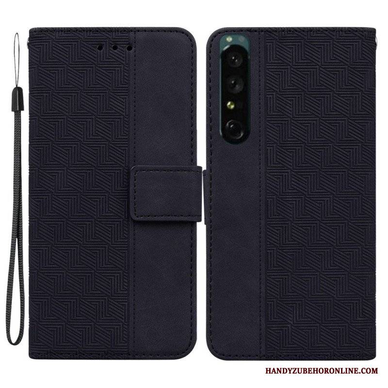 Etui Folio do Sony Xperia 1 IV z Łańcuch Pasiasty Wzór