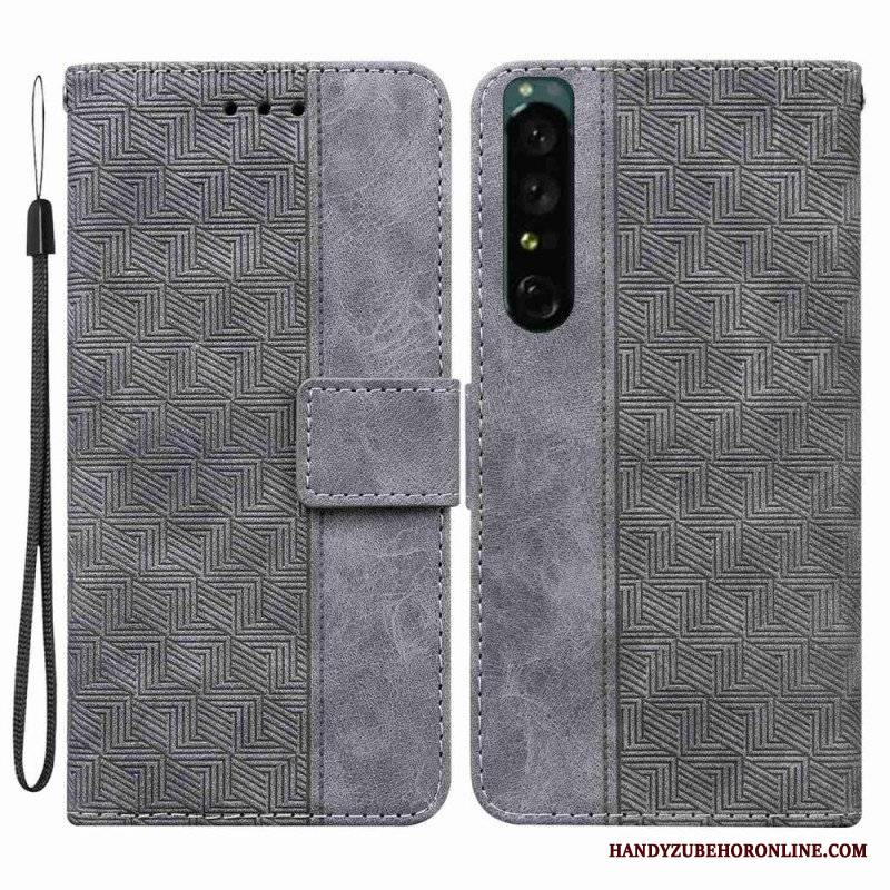 Etui Folio do Sony Xperia 1 IV z Łańcuch Pasiasty Wzór