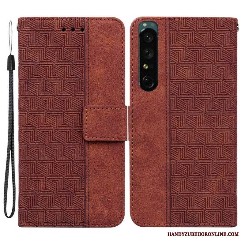 Etui Folio do Sony Xperia 1 IV z Łańcuch Pasiasty Wzór