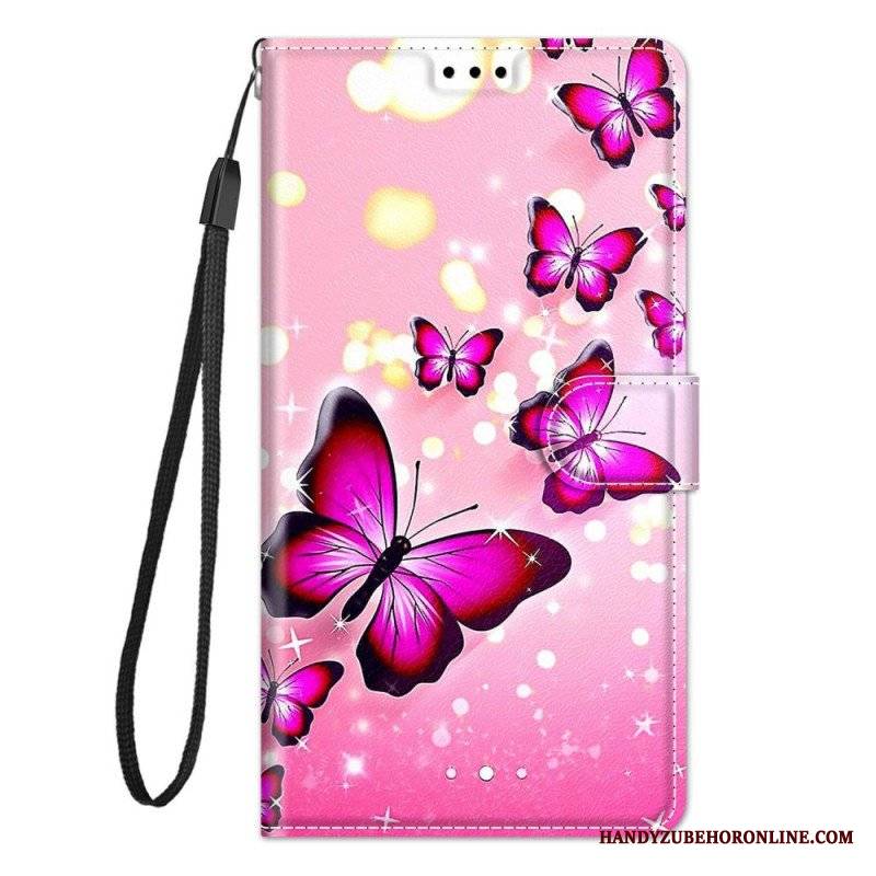 Etui Folio do Xiaomi 12 / 12X Wachlarz Motyli Ze Smyczą