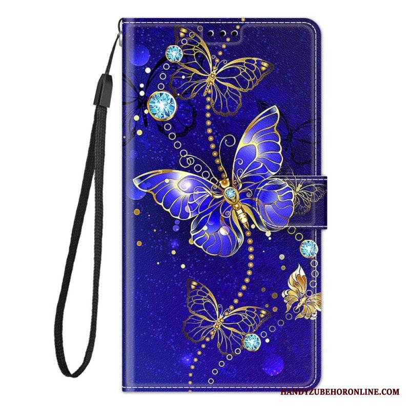 Etui Folio do Xiaomi 12 / 12X Wachlarz Motyli Ze Smyczą