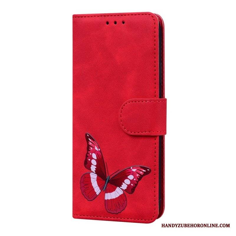 Etui Folio do Xiaomi 12 Pro Motyl Dotykający Skóry