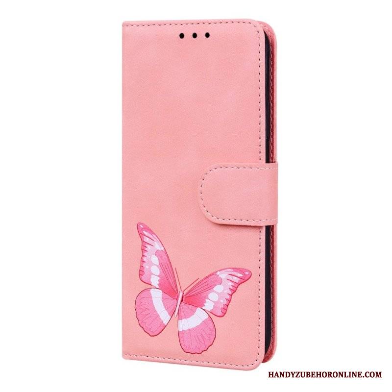 Etui Folio do Xiaomi 12 Pro Motyl Dotykający Skóry