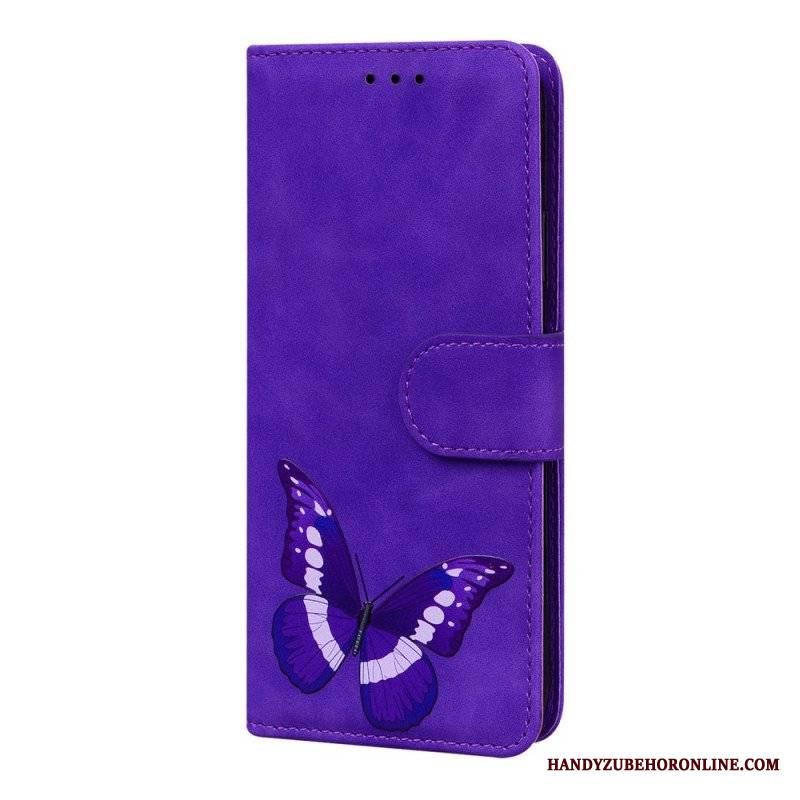 Etui Folio do Xiaomi 12 Pro Motyl Dotykający Skóry