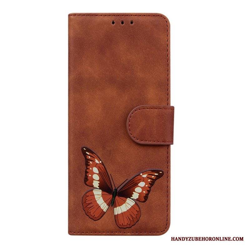 Etui Folio do Xiaomi 12 Pro Motyl Dotykający Skóry