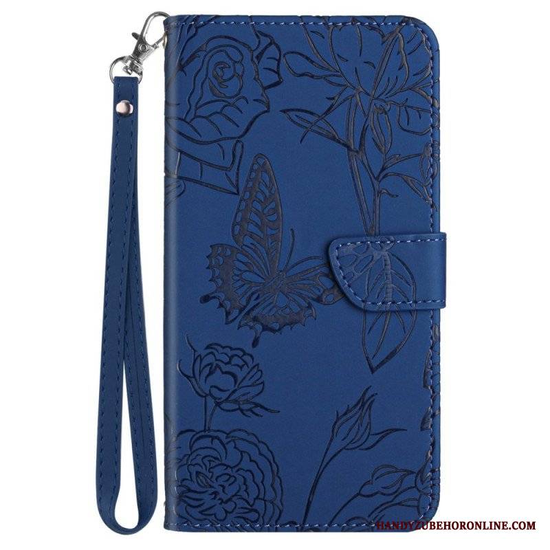 Etui Folio do Xiaomi 12T / 12T Pro Motyle Z Smyczą