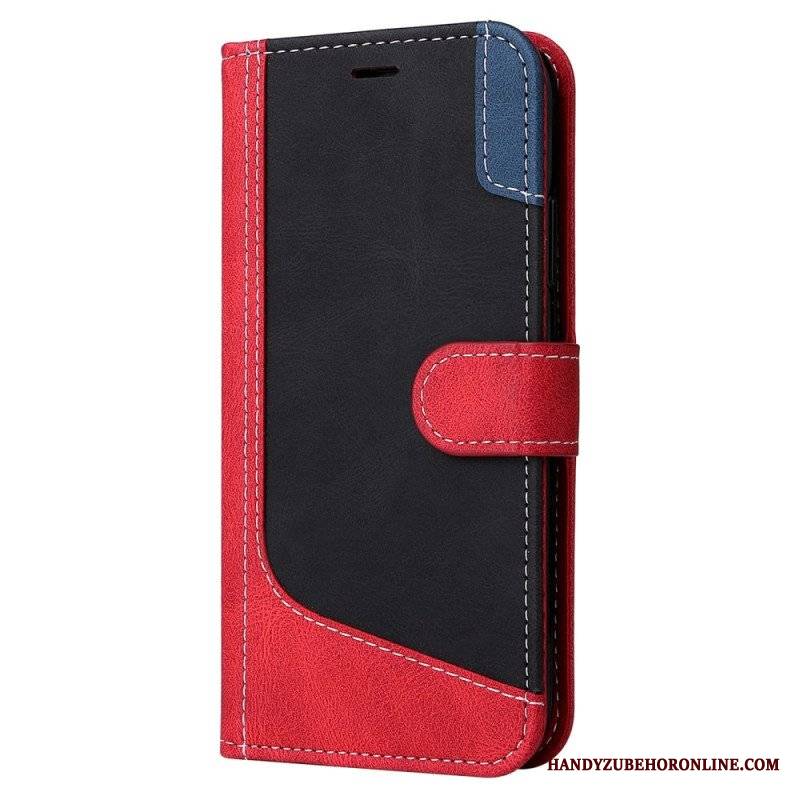 Etui Folio do Xiaomi 12T / 12T Pro z Łańcuch Trójkolorowy Pasek