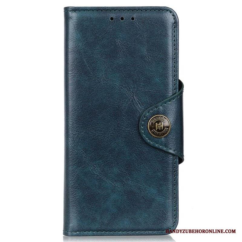 Etui Folio do Xiaomi 13 Guzik Khazneh Z Imitacji Lakierowanej Skóry