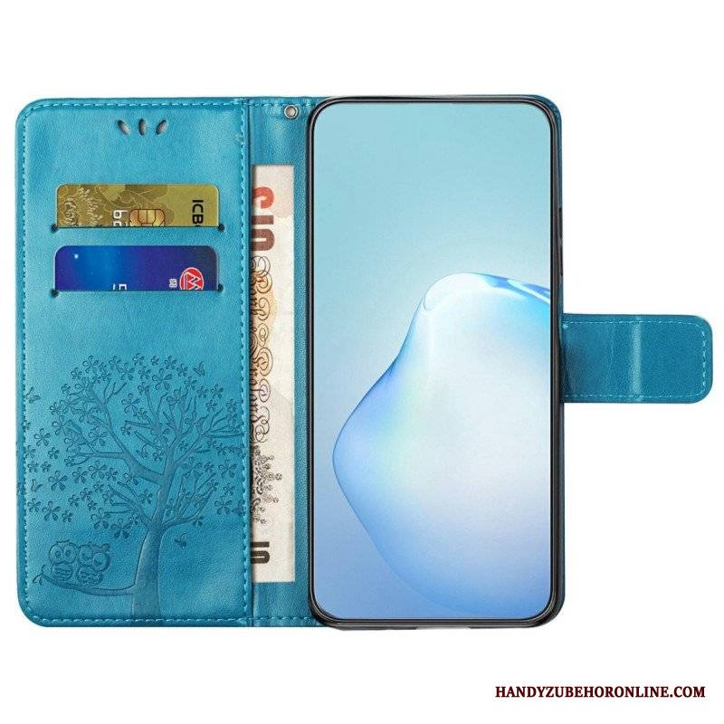 Etui Folio do Xiaomi Redmi A1 z Łańcuch Drzewo Stringów I Sowy