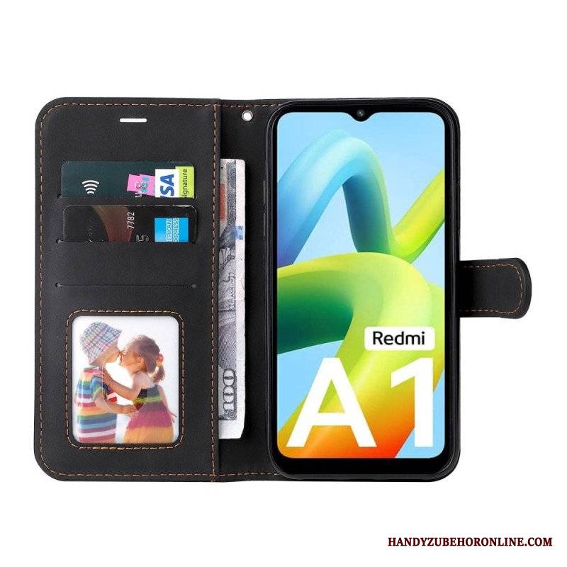 Etui Folio do Xiaomi Redmi A1 z Łańcuch Trójkolorowy Pasek