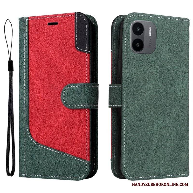 Etui Folio do Xiaomi Redmi A1 z Łańcuch Trójkolorowy Pasek