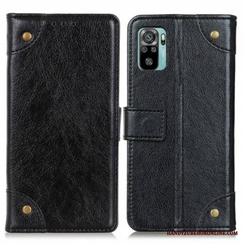 Etui Folio do Xiaomi Redmi Note 10 / 10S Nity W Stylu Vintage Ze Skóry Nappa