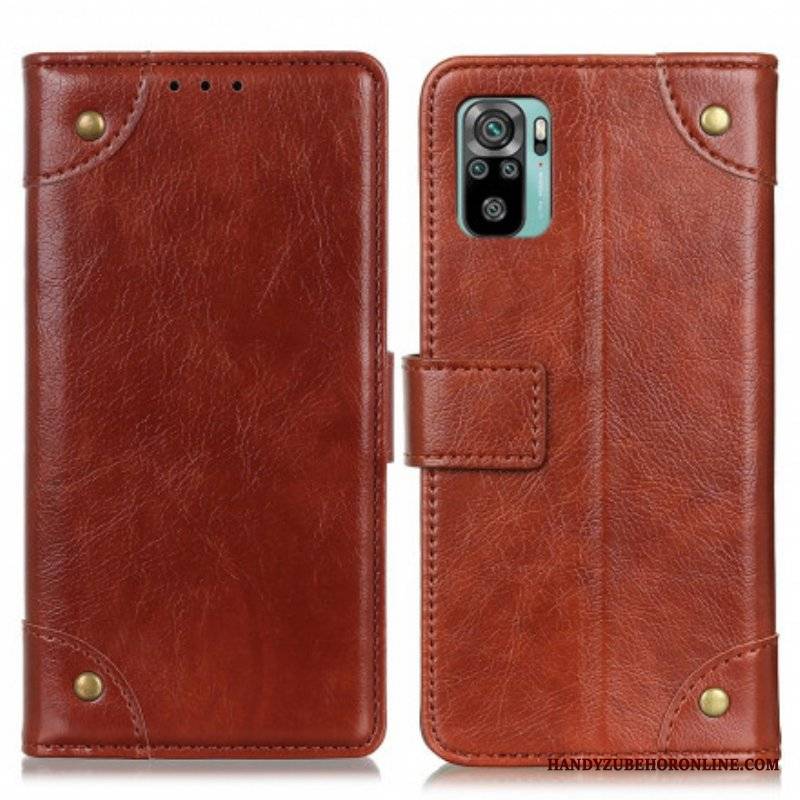 Etui Folio do Xiaomi Redmi Note 10 / 10S Nity W Stylu Vintage Ze Skóry Nappa