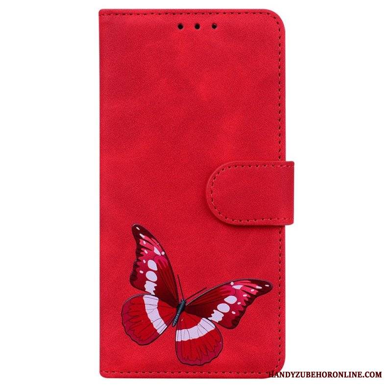 Etui Folio do Xiaomi Redmi Note 10 Pro Motyl Dotykający Skóry