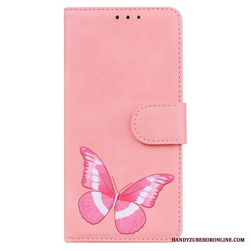 Etui Folio do Xiaomi Redmi Note 10 Pro Motyl Dotykający Skóry