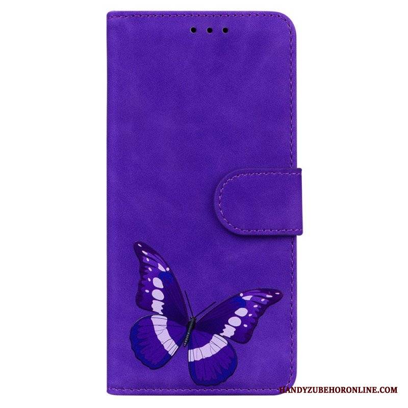 Etui Folio do Xiaomi Redmi Note 10 Pro Motyl Dotykający Skóry